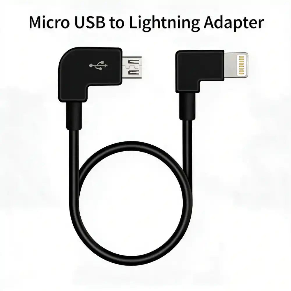 Right angle data wire DJI remote Micro USB to Lightning iPhone, no wire bending stress for DJI Air 3S Mini3 Flip Mini4 Mini3 Pro remote control flight