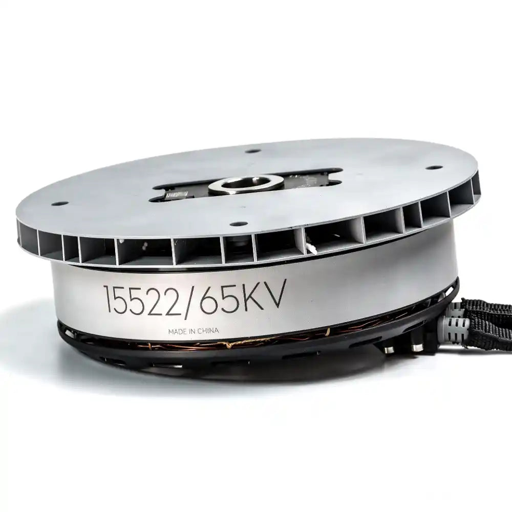 Close-up view of 15522 65KV model text on original DJI Agras T70 T70P propulsion motor housing