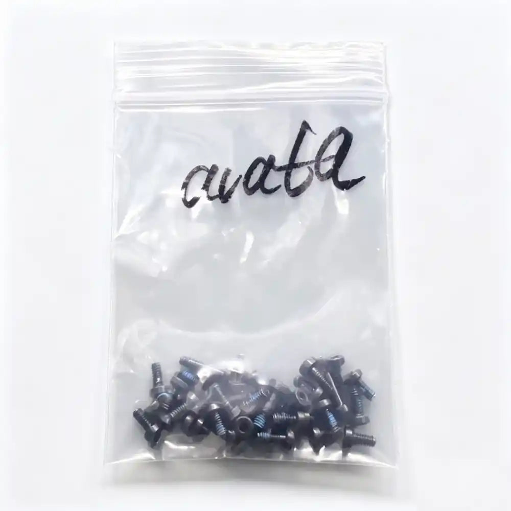Assorted OEM teardown screws covering 80% Avata drone body hardware white background