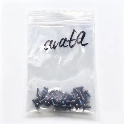 Assorted OEM teardown screws covering 80% Avata drone body hardware white background