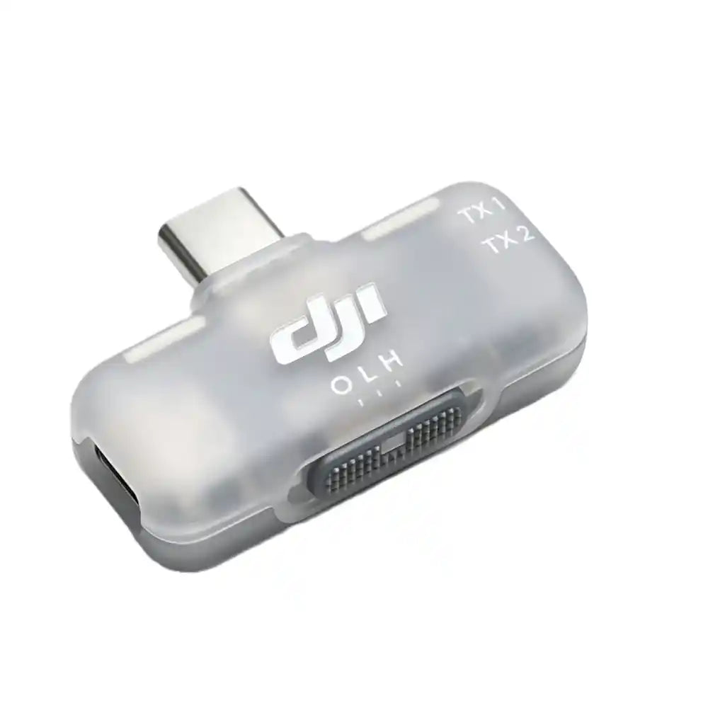 Three-speed physical noise reduction switch close-up of DJI Mic smartphone receiver