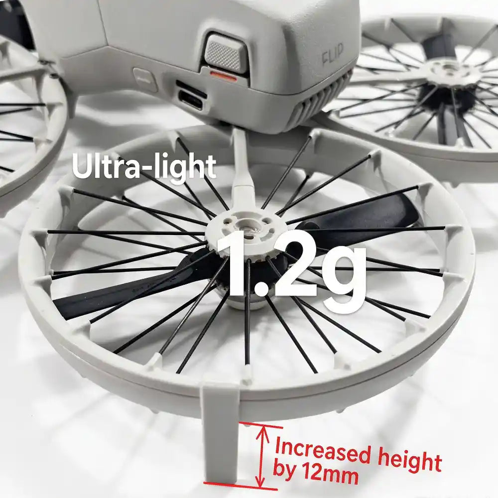 Ultra light 1.2g heightened landing gear compatible with DJI Flip drone, lift body 12mm to solve original low ground clearance, protect gimbal and bottom frame from gravel grass scratches