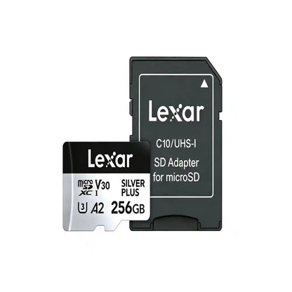 256GB SILVER PLUS V30 A2 UHS-I microSDXC Card for DJI Drones | Lexar