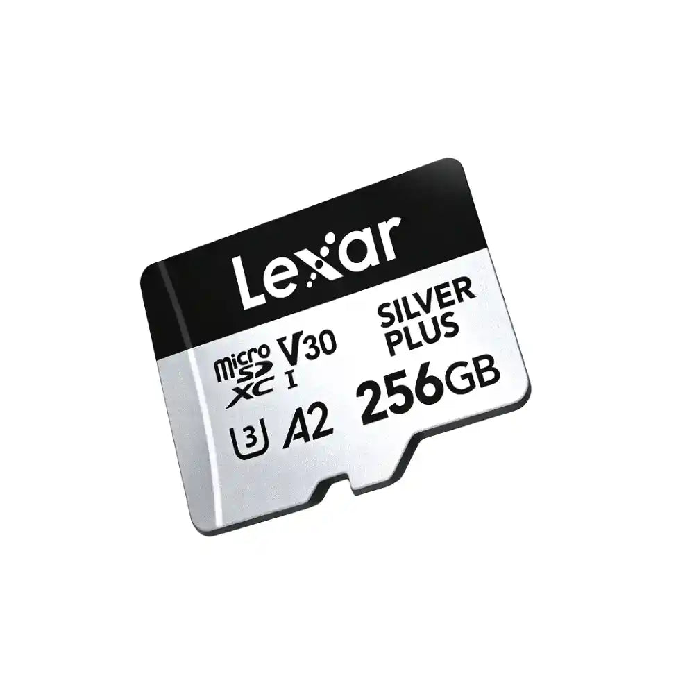 256GB SILVER PLUS V30 A2 UHS-I microSDXC Card for DJI Drones | Lexar