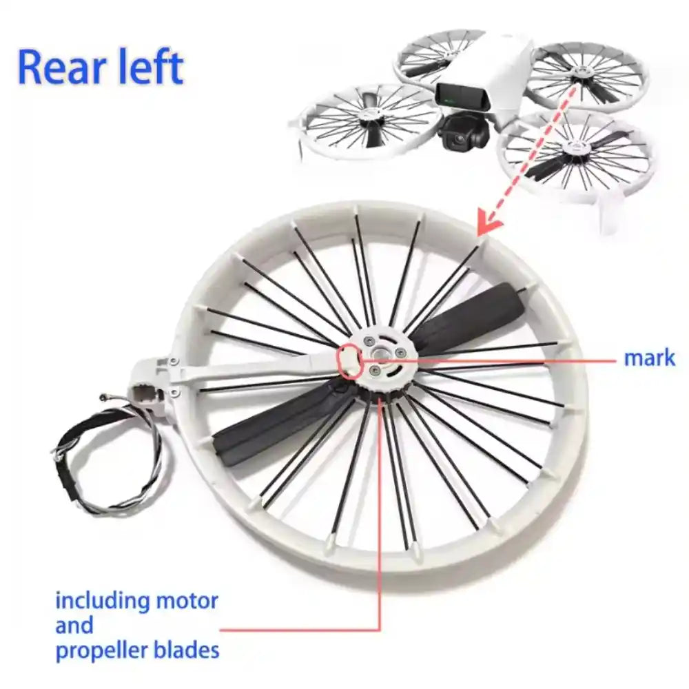 DJI Flip integrated motor propeller guard assembly mounted on DJI Flip drone arm direct plug and play replacement component
