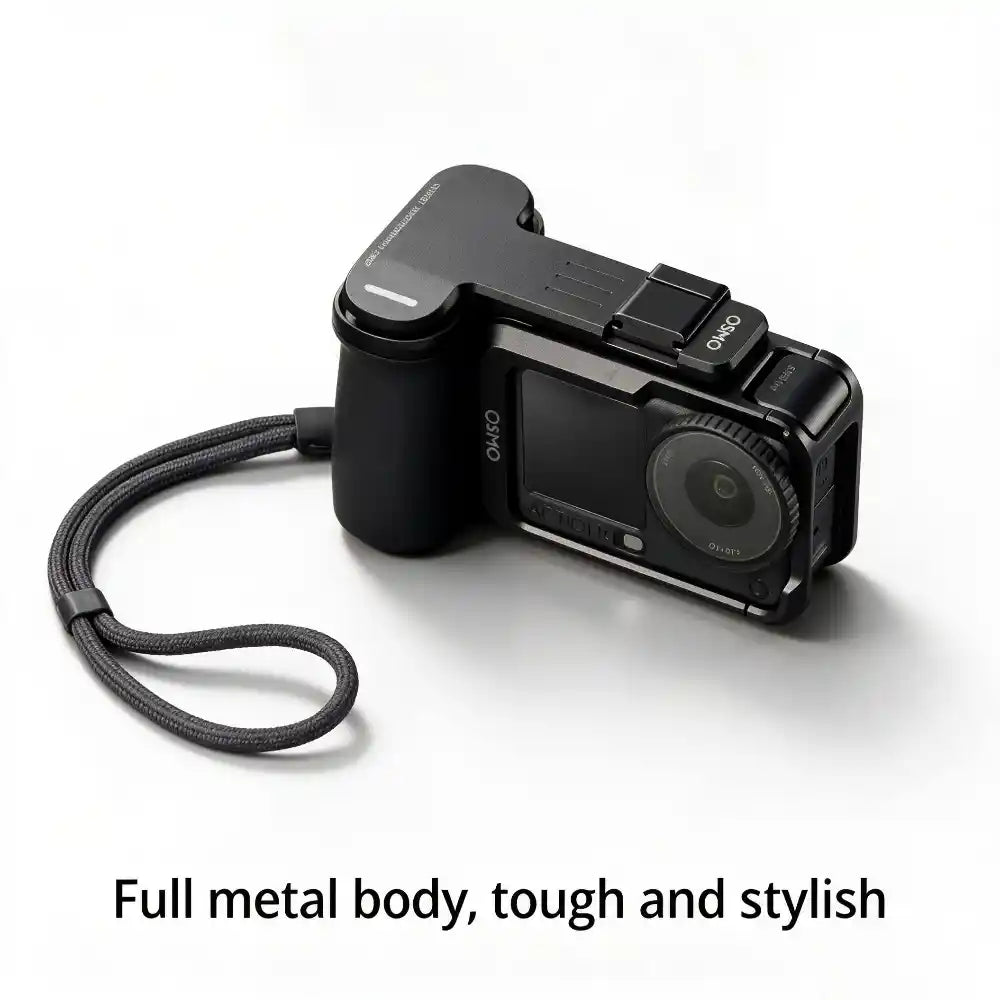 DJI Osmo Action 6 camera with street grip and cold shoe button