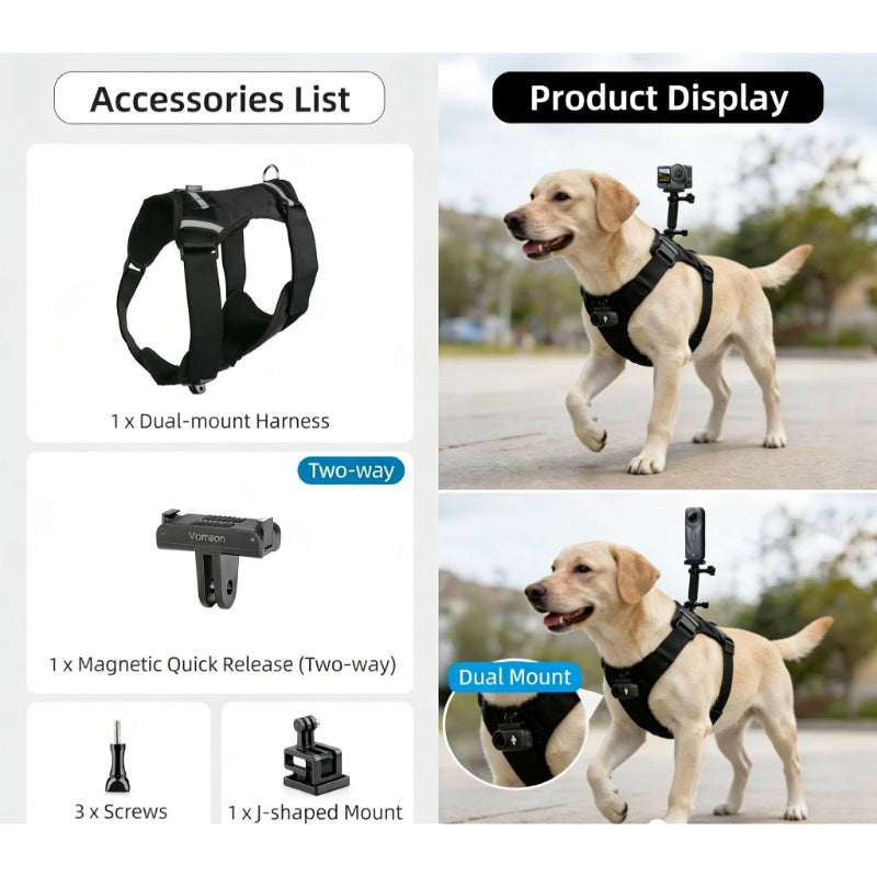 DJI Action 6 Nano Dog Harness Mount Adjustable Pet Chest Strap