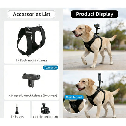 DJI Action 6 Nano Dog Harness Mount Adjustable Pet Chest Strap