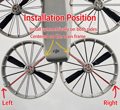 Close-up hollow structure of 1.2g DJI Flip 12mm landing gear, reserved space for obstacle avoidance sensors and cooling holes, no impact on flight performance