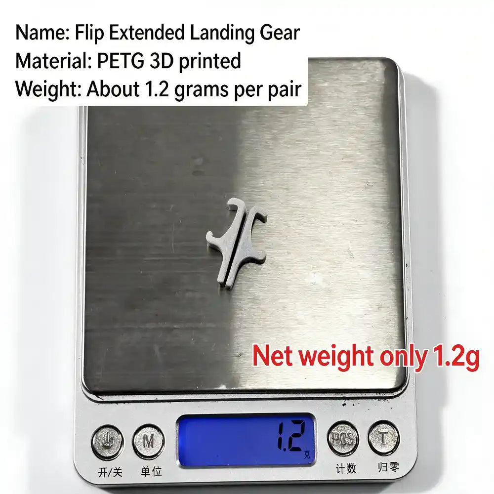 Clearance comparison of DJI Flip factory landing gear and 1.2g lightweight heighten stand, rear prop guard off ground after installation, anti-scratch drone accessory