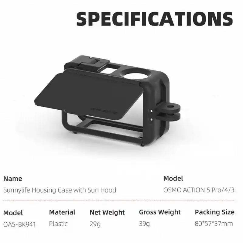 Housing Case with Sun Hood For DJI OSMO Action 5 Pro/4/3