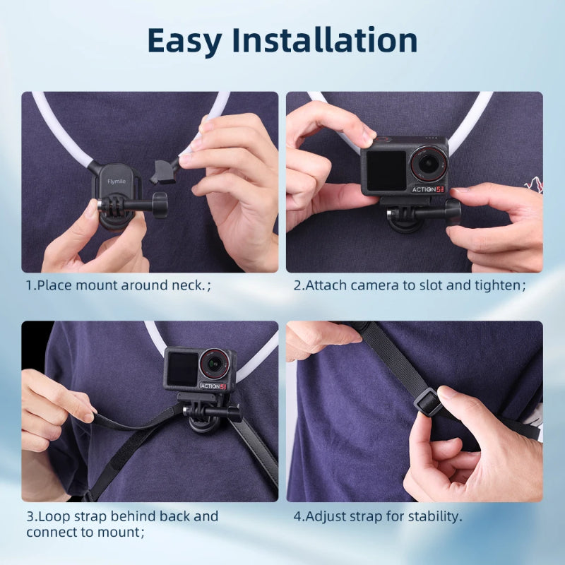 Flymile Neck Mount Holder for DJI Osmo Nano/DJI Action 5 Pro/Osmo Action 4/Action 3/Osmo 360 series