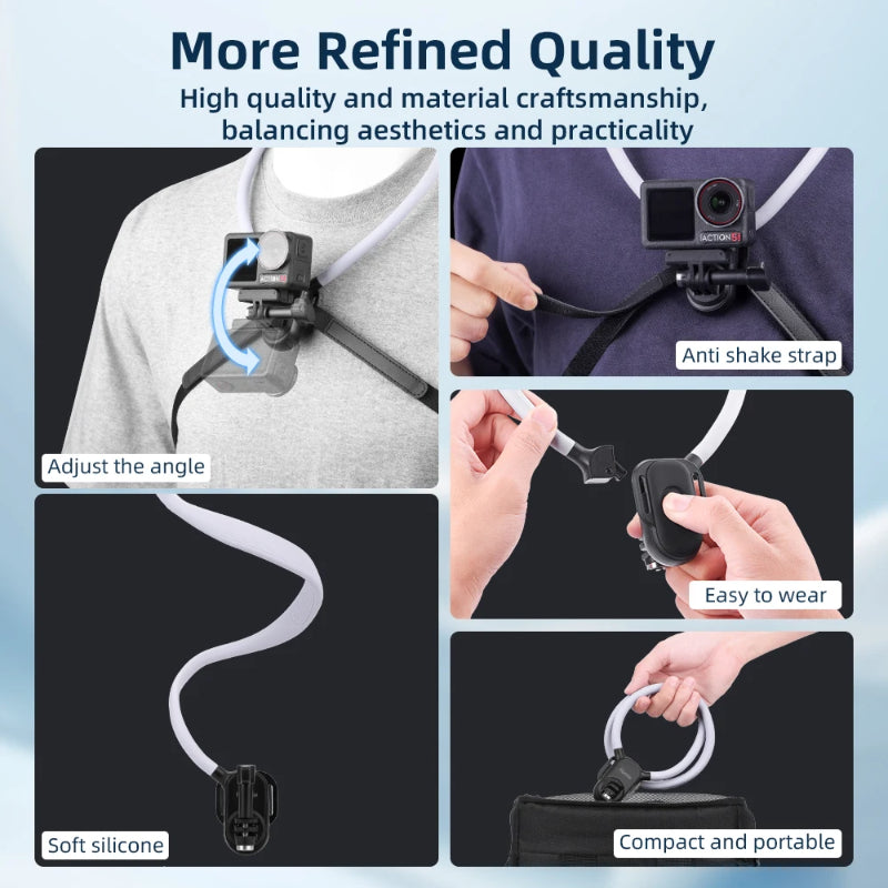 Flymile Neck Mount Holder for DJI Osmo Nano/DJI Action 5 Pro/Osmo Action 4/Action 3/Osmo 360 series