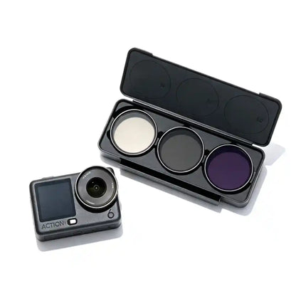 Osmo Action 6 ND Tri-Filter Set ND8 ND16 ND32 neutral density filters with storage box