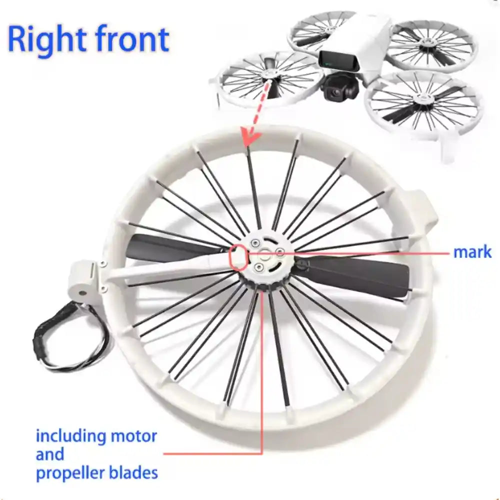 Single DJI Flip propeller guard integrated motor assembly standalone product shot drone crash repair replacement motor with protective ring
