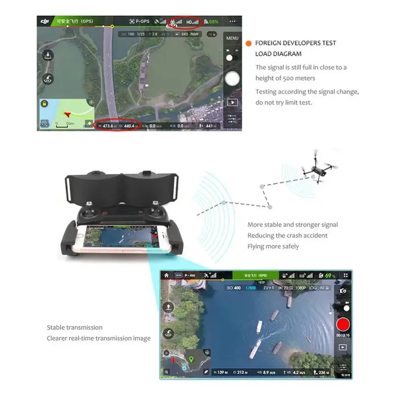 Non‑destructive snap‑on buckle structure for DJI Mavic Series Spark remote signal antenna
